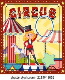 Circus banner design with  illustration