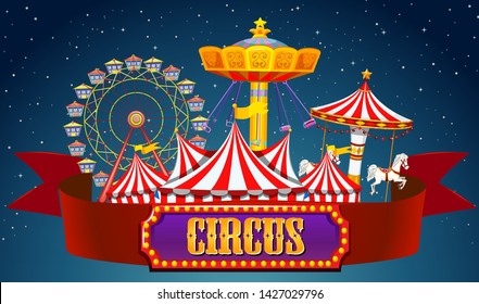 A Circus Banner On Sky Illustration