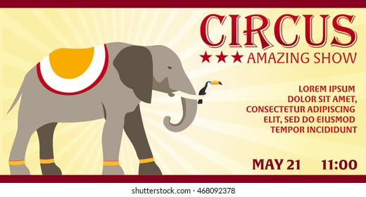 Circus banner. Circus ticket. Amazing Show. Flat illustration