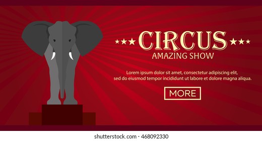 Circus banner. Circus ticket. Elephant. Amazing Show. Flat illustration