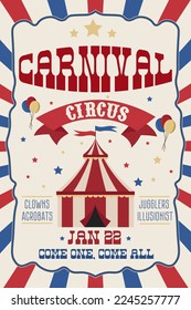 Circus banner.Carnival banner. Retro Circus Background