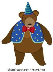 Circus bear in costume illustration