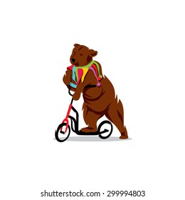 Circus bear on a bicycle. Vector Illustration. Branding Identity Corporate logo design template Isolated on a white background