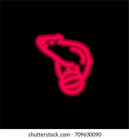 Circus Bear red glowing neon ui ux icon. Glowing sign logo vector