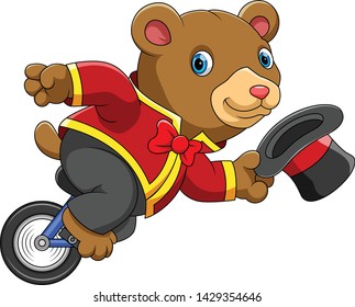 circus bear wearing red costume