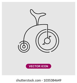 Circus bicycle vector icon in trendy flat style isolated on grey background