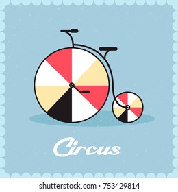 Circus bicycle. Vector illustration on a circus theme