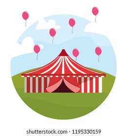 circus big tent and balloons in the field carnival