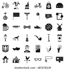 Circus bike icons set. Simple style of 36 circus bike vector icons for web isolated on white background