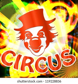 circus billboard with clown face