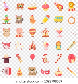 Circus bird icons set. Cartoon style of 36 circus bird vector icons for web for any design