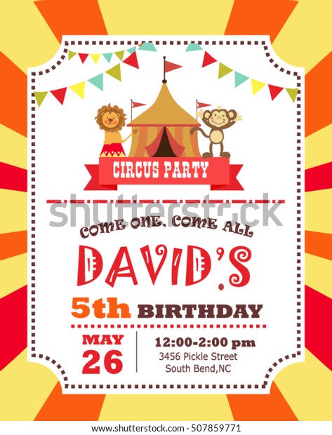 circus birthday invitation\
card