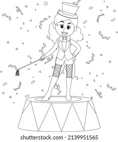 Circus black and white doodle character illustration