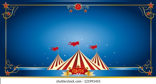 Circus blue invitation. An invitation card for your circus company.