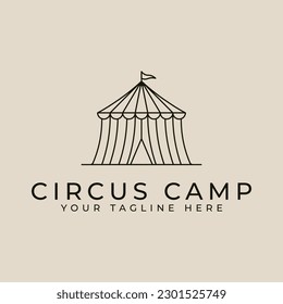 Logo-Linie des Circus Camp-Designs mit minimalistischem Logo, Vektorgrafik-Design