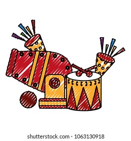circus cannon with cornets and drum