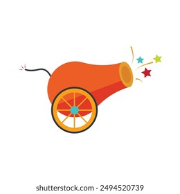 Circus cannon icon flat design
