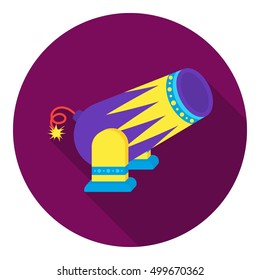 Circus cannon icon in flat style isolated on white background. Circus symbol stock vector illustration.