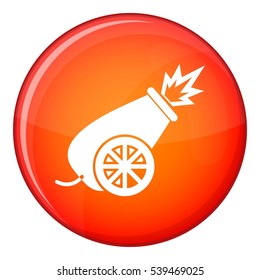 Circus cannon icon in red circle isolated on white background vector illustration