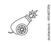 Circus cannon shooting icon in outline style isolated on white background vector illustration