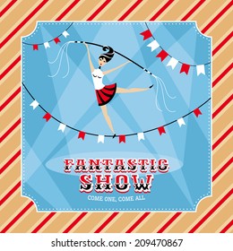 Circus card with acrobat girl vector illustration