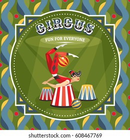 Circus card with acrobat girl vector illustration