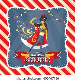 Circus card with the mysterious magician vector illustration