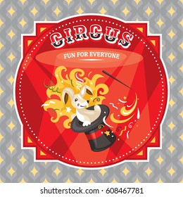 Circus card with a rabbit vector illustration