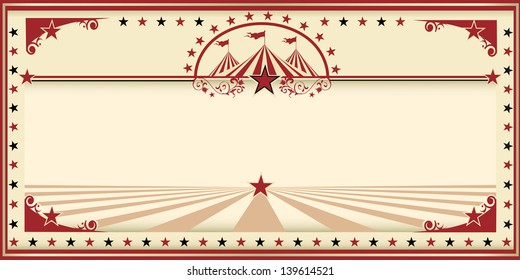 Circus Card Red Vintage. An Invitation Card For Your Circus Company.