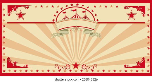 Circus card red vintage. An invitation card for your circus company.