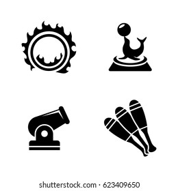 Circus Carnival Amusement Park. Simple Related Vector Icons Set for Video, Mobile Apps, Web Sites, Print Projects and Your Design. Black Flat Illustration on White Background.