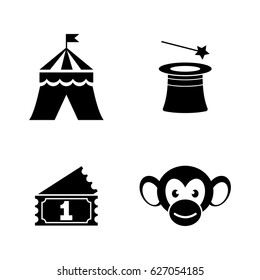 Circus Carnival Amusement Park. Simple Related Vector Icons Set for Video, Mobile Apps, Web Sites, Print Projects and Your Design. Black Flat Illustration on White Background.