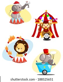 Circus Carnival Animal Vector Set