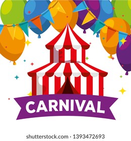 circus carnival with balloons and party banner decoration to festival