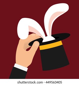 Circus and carnival concept represented by rabbit inside hat icon. Colorfull illustration. 