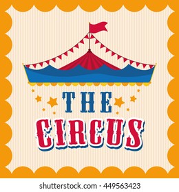 Circus and carnival concept represented by Tent icon. Colorfull illustration. Striped background