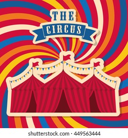 Circus and carnival concept represented by striped tent icon. Colorfull illustration. Striped background