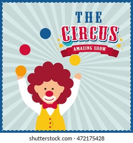 Circus and carnival concept represented by Clown icon. Colorfull illustration. 