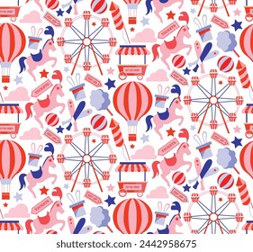 Circus carnival cute seamless pattern