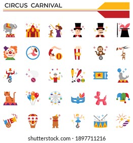 Circus carnival icon set for website, presentation, book.