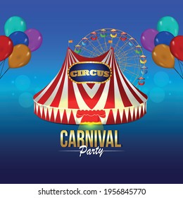 Circus carnival party background with circus tent house