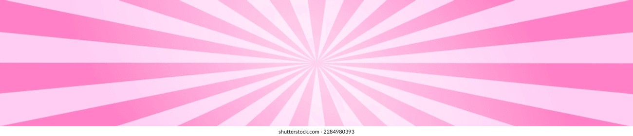 Circus or carnival pattern with pink radial stripes. Rosy sunburst, explosion or surprise effect, manga background. Bubble gum, lollipop candy, ice cream texture. Vector cartoon illustration