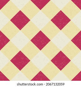 Circus carnival retro vintage dominoes seamless pattern. Argyle diamond shaped rhombuses. Textured old fashioned retro graphic template. Vector background tile