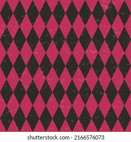 Circus carnival retro vintage dominoes seamless pattern. Diamond shaped rhombuses. Textured old fashioned retro graphic template. Vector texture background tile