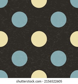 Circus carnival retro vintage polka dot seamless pattern. Colorful circles on background. Textured old fashioned retro graphic template. Vector texture background tile