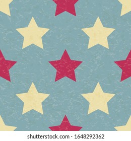 Estrellas retro vintage del carnaval del circo, sin fisuras. Plantilla retro gráfica texturizada. Tapa de fondo del vector. Para fiestas, cumpleaños, elementos decorativos