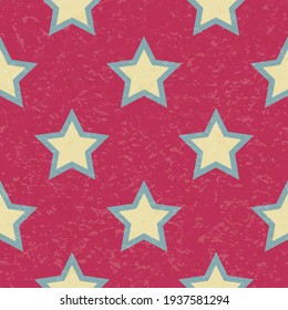 Circus carnival retro vintage stars seamless pattern. Textured old fashioned retro graphic template. Vector background tile. For parties, birthdays, decorative elements