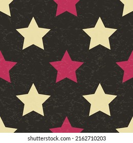 Circus carnival retro vintage stars seamless pattern. Textured old fashioned retro graphic template. Vector background tile. For parties, birthdays, decorative elements