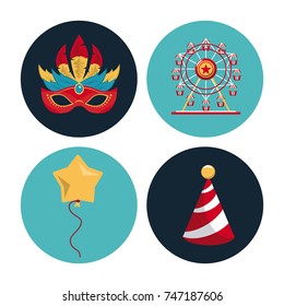 Circus carnival round icons