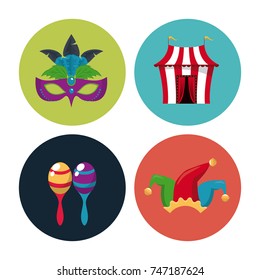Circus carnival round icons
